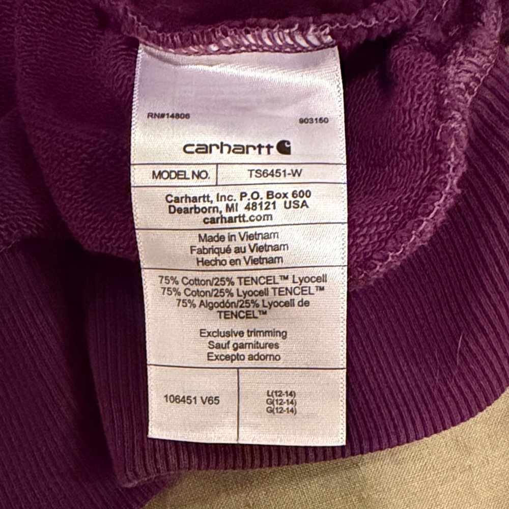 Carhartt Women’s Dark Plum Half-Zip Sweatshirt - Picture 7 of 11